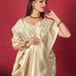 Cream Linen Saree With Ikkat Self Weaving