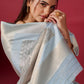 Grey Linen Saree With Ikkat Self Weaving
