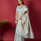 Grey Linen Saree With Ikkat Self Weaving