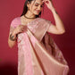 Pink Linen Saree With Ikkat Self Weaving