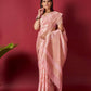 Pink Linen Saree With Ikkat Self Weaving