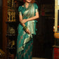 See Green Tussar Silk Jamdani Weaving Saree With Zari