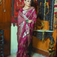 Rani Tussar Silk Jamdani Weaving Saree With Zari