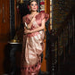 Brown Tussar Silk Jamdani Weaving Saree With Zari