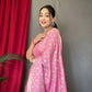 Pink Pure Muslin Soft Silk Saree