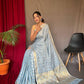 Grey Pure Muslin Soft Silk Saree