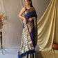 Dark Blue Heavy Copper Jacquard Weaving Border Handloom Saree