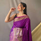 Purple Heavy Copper Jacquard Weaving Border Handloom Saree