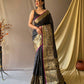 Black Heavy Copper Jacquard Weaving Border Handloom Saree