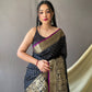 Dark Blue Heavy Copper Jacquard Weaving Border Handloom Saree