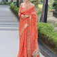 Red Paithani Saree With Zari Weaving Border.