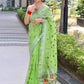 Green Paithani Saree With Zari Weaving Border.