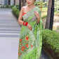 Green Paithani Saree With Zari Weaving Border.