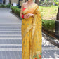 Yellow Paithani Saree With Zari Weaving Border.
