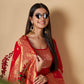 Red Paithani Silk Unstitched Dress