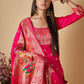 Pink Paithani Silk Unstitched Dress