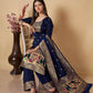 Blue Paithani Silk Unstitched Dress