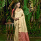 Cream Bhagalpuri Silk Saree