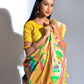 Yellow Banarasi Soft Silk Paithani Saree With Zari Border