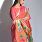 Peach Banarasi Soft Silk Paithani Saree With Zari Border