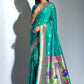 Sky Blue Banarasi Soft Silk Paithani Saree With Zari Border