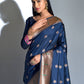 Blue Banarasi Soft Silk Paithani Saree With Zari Border