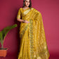 Yellow Tissue Organza Silk Saree
