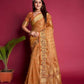Orange Tissue Organza Silk Saree