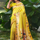 Yellow Banarasi Soft Silk Paithani Saree With Fancy Meena Weaves