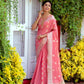 Pink Soft Assam Silk Saree With Zari Weaves Butties