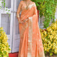 Orange Soft Assam Silk Saree With Zari Weaves Butties