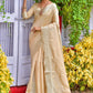 Cream Soft Assam Silk Saree With Zari Weaves Butties