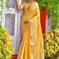 Yellow Soft Assam Silk Saree With Zari Weaves Butties