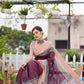 Wine Tussar Print Soft Saree With Zari Border