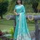 Sky Blue Soft Organza Silk Saree With All Over Zari Weaving