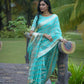 Sky Blue Soft Organza Silk Saree With All Over Zari Weaving