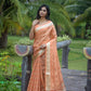 Orange Soft Organza Silk Saree With All Over Zari Weaving