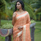 Orange Soft Organza Silk Saree With All Over Zari Weaving