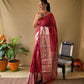 Red  Silk Saree With Rich Pallu