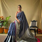 Blue Silk Saree With Rich Pallu