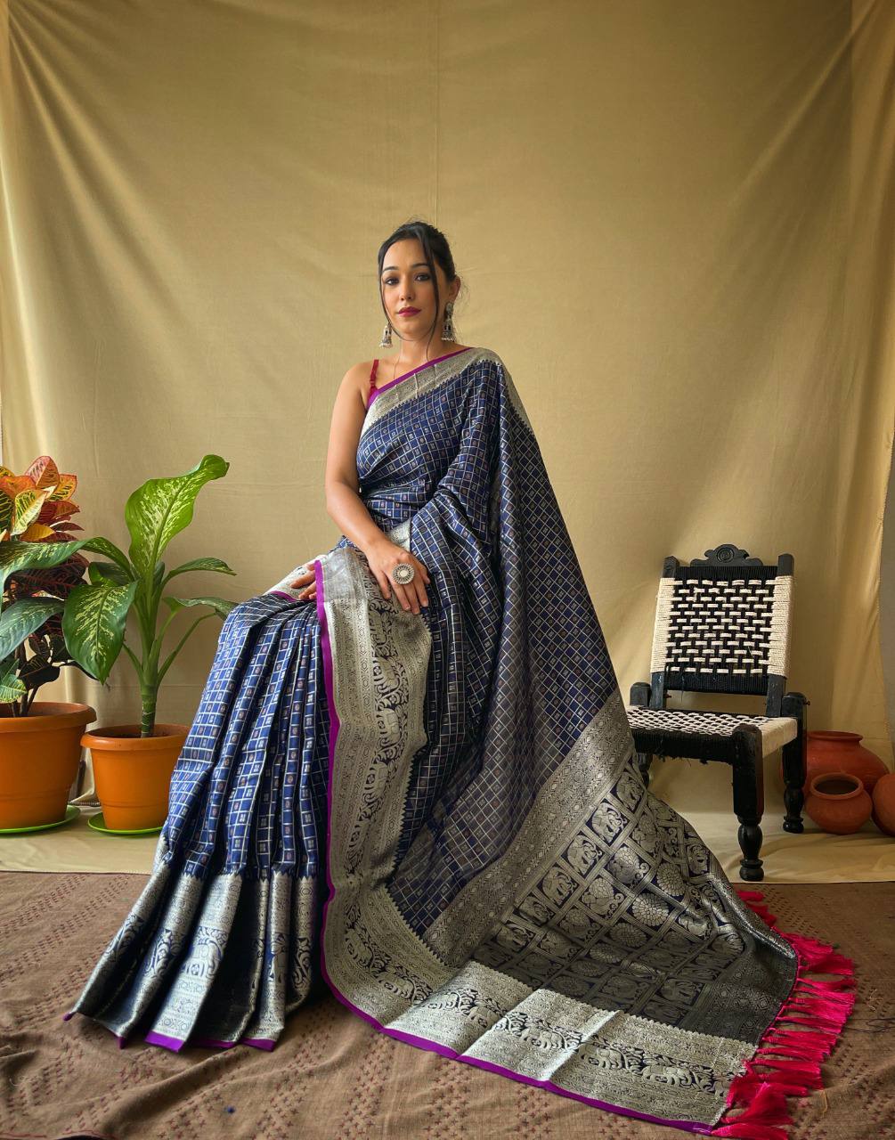 Blue Silk Saree With Rich Pallu