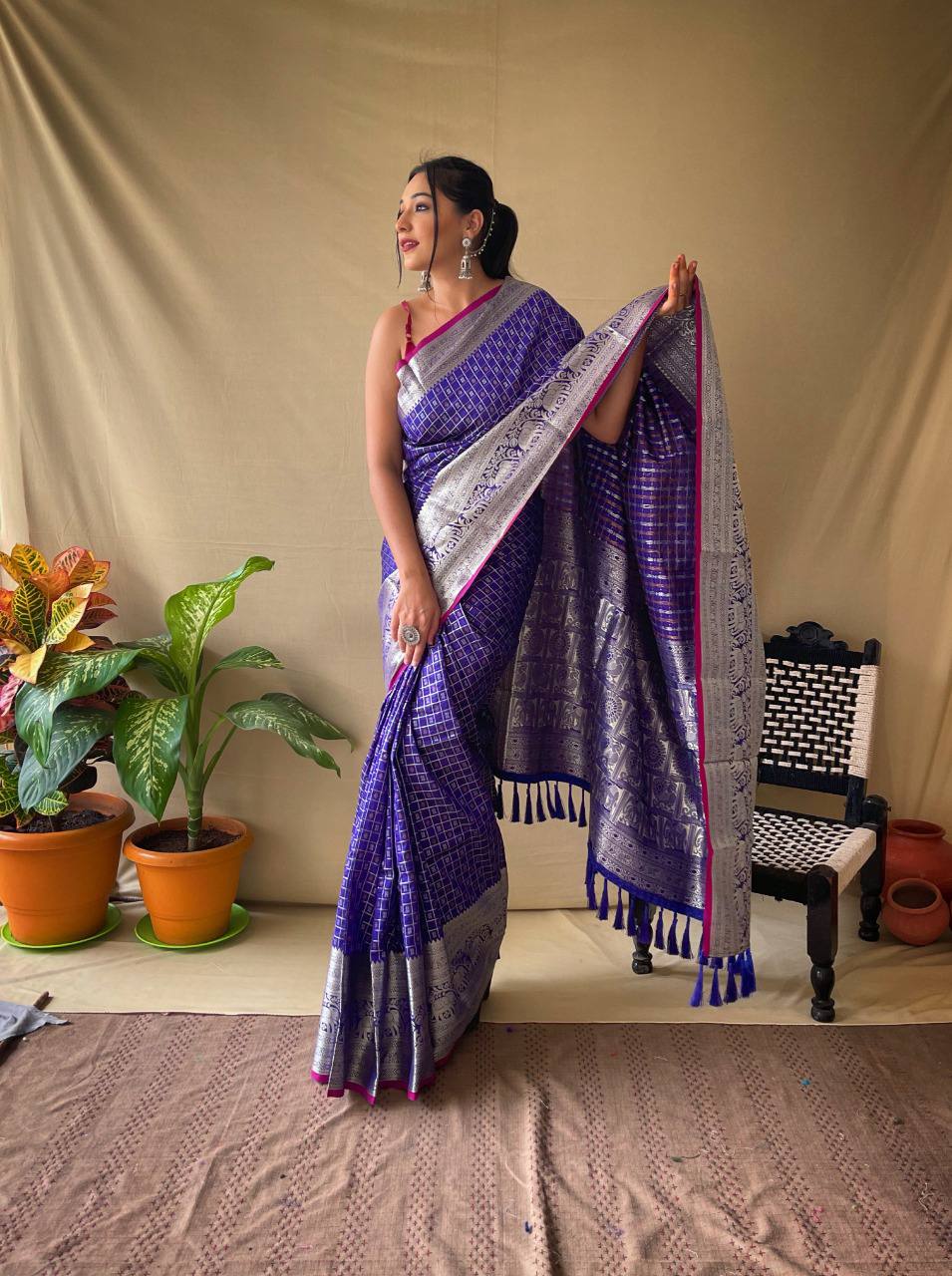 Purple Silk Saree With Rich Pallu