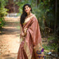 Peach Banarasi Tussar Silk Paithani Saree With Pure Zari Woven Border