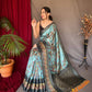 Sky Blue Pure Kanchipuram Digital Printed Saree