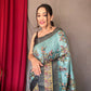 Sky Blue Pure Kanchipuram Digital Printed Saree