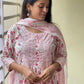 White Pink Printed Kurti Set