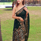 Black Pure Soft  Silk Saree With Copper And Golden Zari