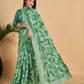 Green Soft Linen Cotton Saree