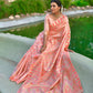 Peach Pure Tussar Silk Jamdani Weaving Saree