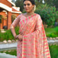 Peach Pure Tussar Silk Jamdani Weaving Saree